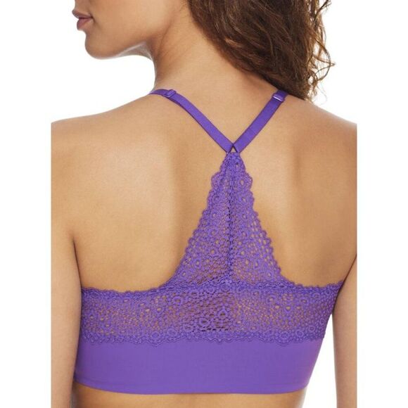 Maidenform Pure Comfort V-Neck Lace-Racerback Bralette Plum Size Medium - Picture 1 of 5